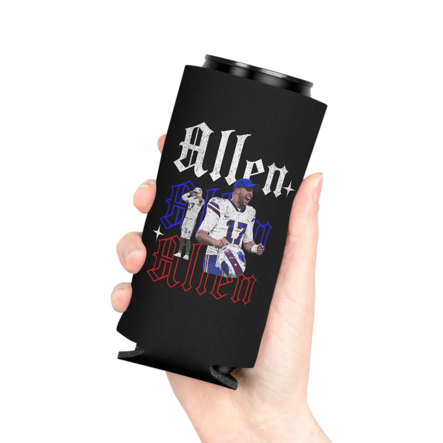Josh Allen Bills Can Cooler, Regular and Slim can Koozie