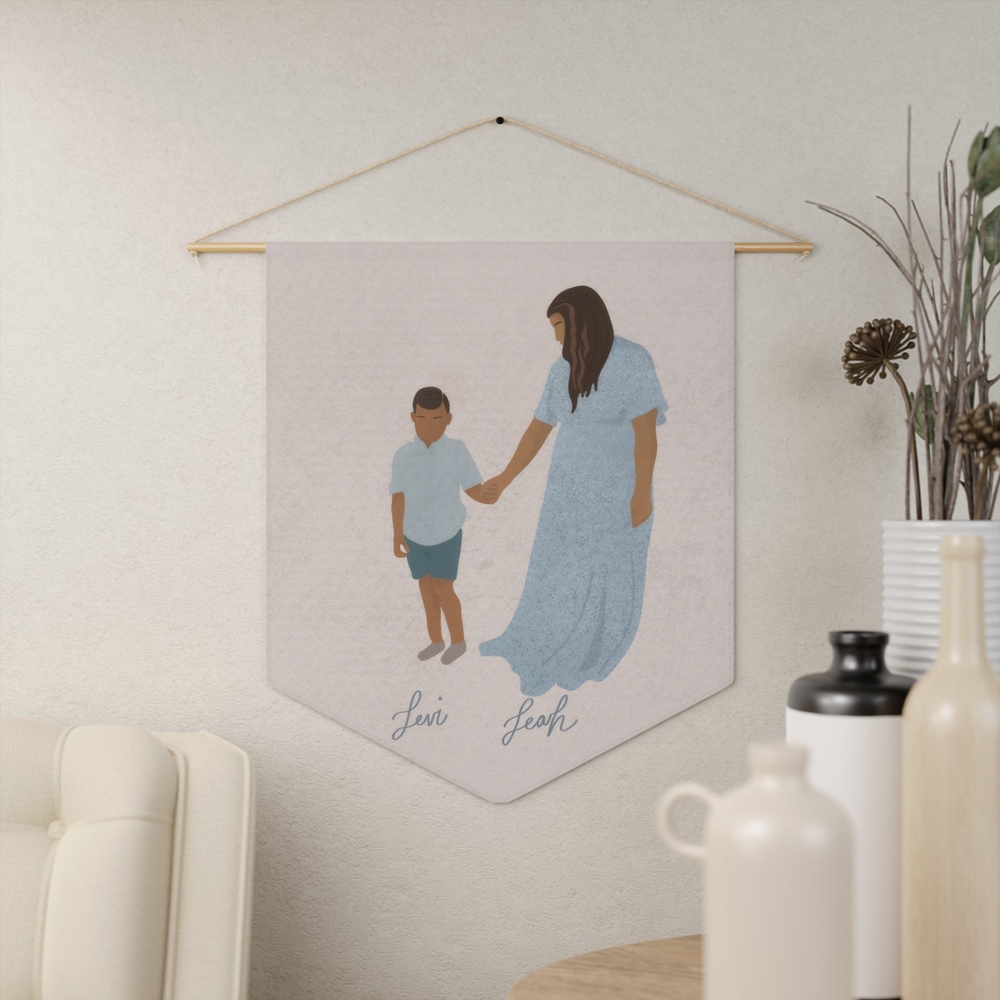 Wall hanging pennant with custom portrait