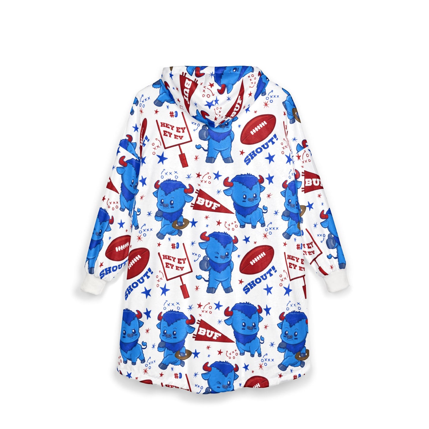 Think Fleece Lined Buffalo Hoodie Blanket