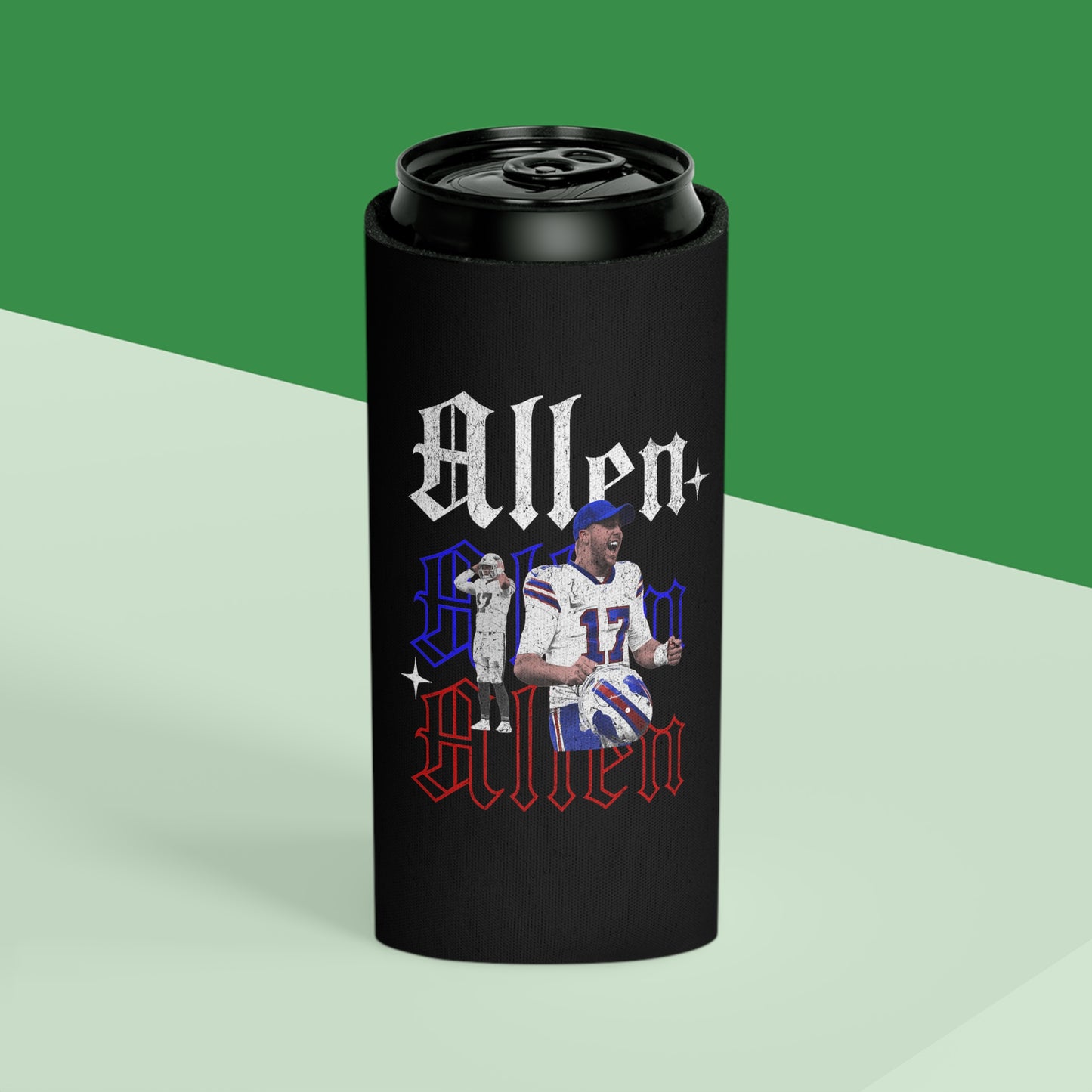 Josh Allen Bills Can Cooler, Regular and Slim can Koozie