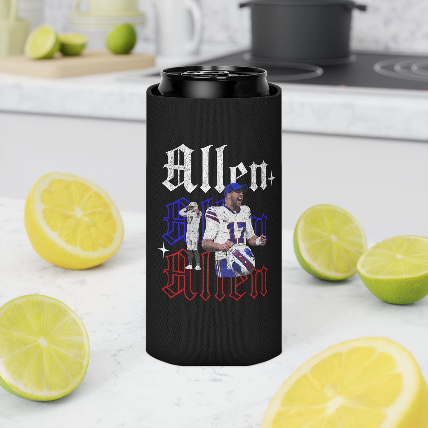 Josh Allen Bills Can Cooler, Regular and Slim can Koozie