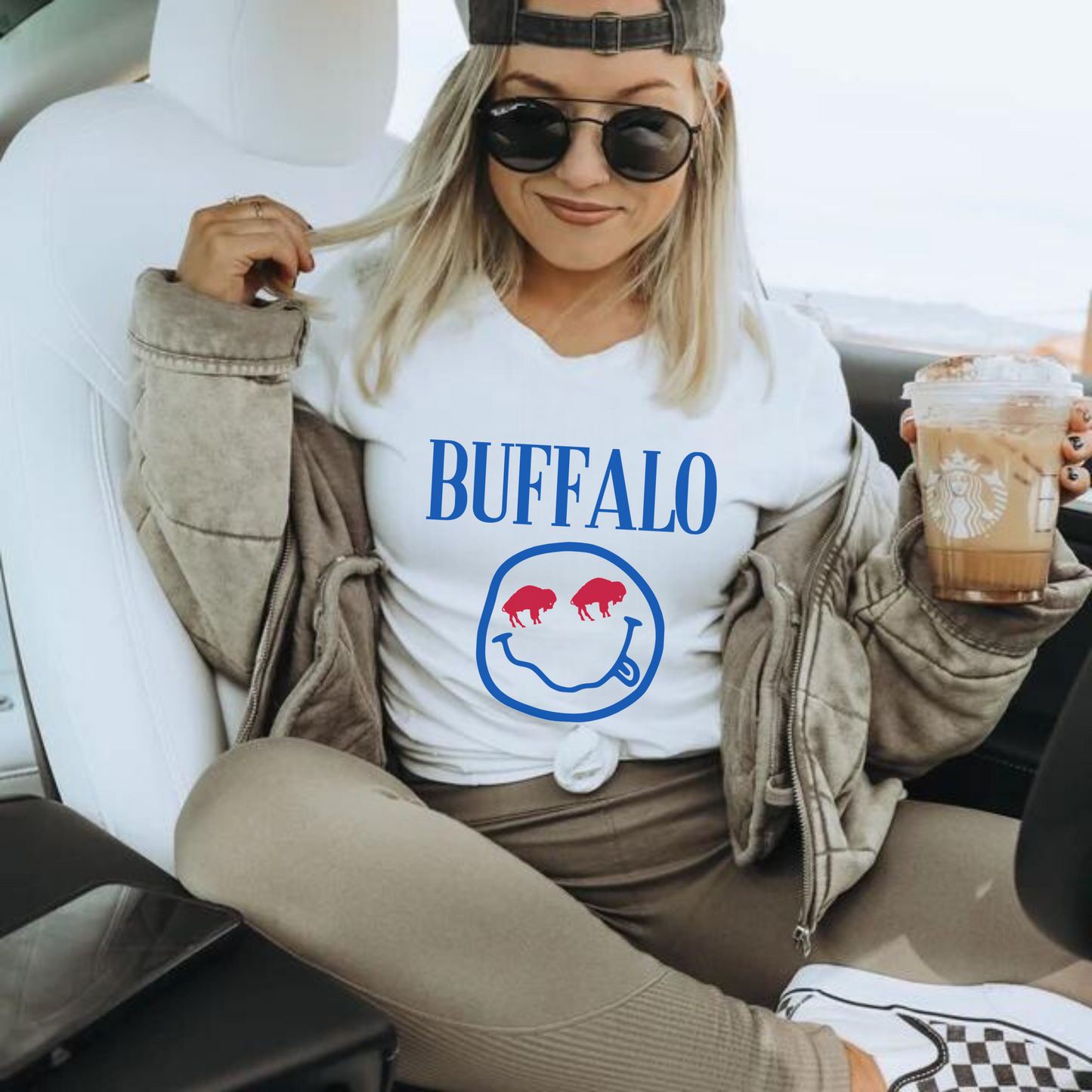 Buffalo Football Smiley Shirt, Bills Band Tee