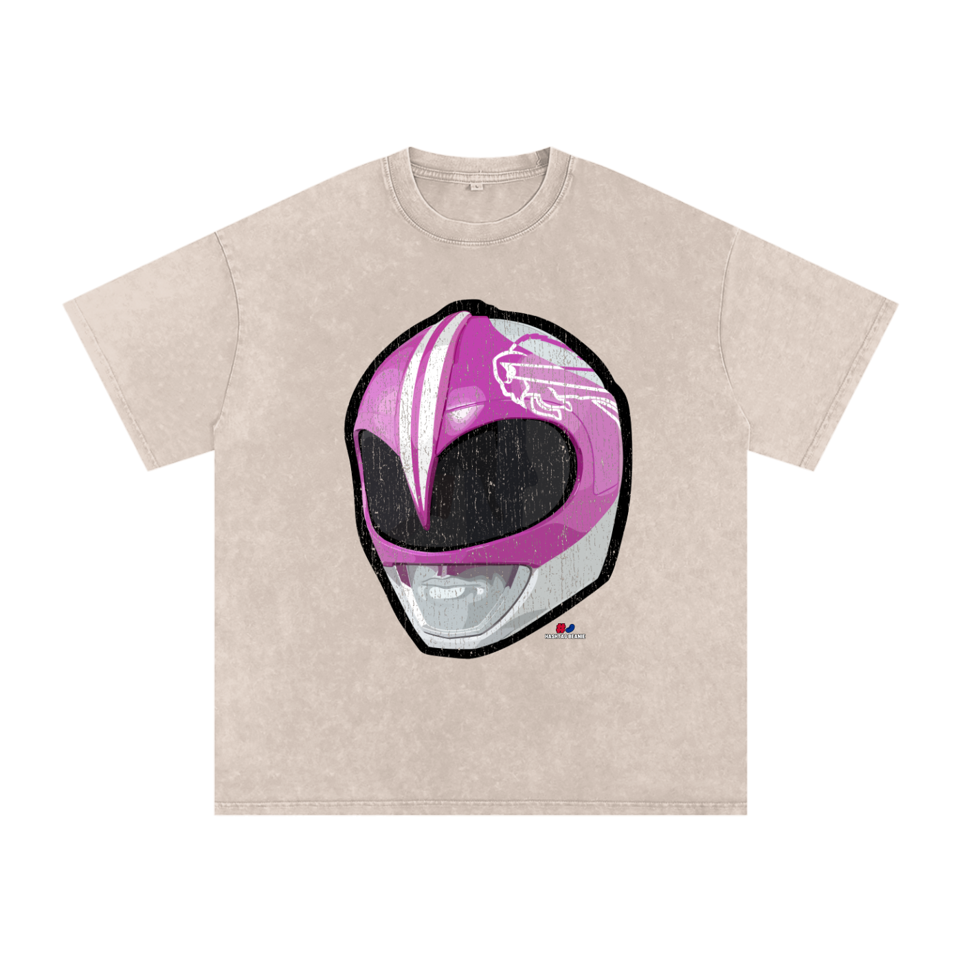 Pink Ranger Buffalo Helmet Vintage Washed T-Shirt