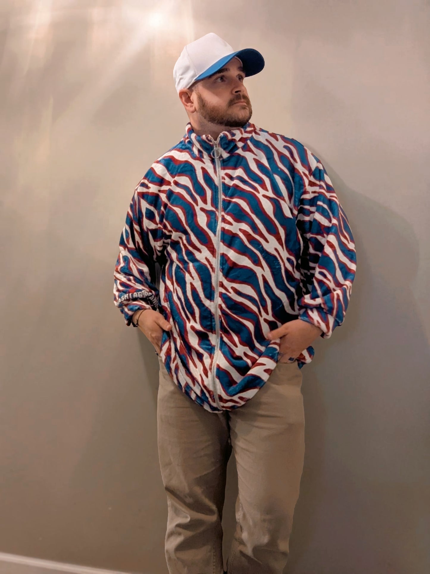 Hashtag Zebra Print Fuzzy Fleece Zip-Up