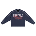Retro V Neck Piped Buffalo Sweatshirt NAVY