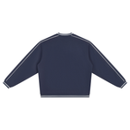 Retro V Neck Piped Buffalo Sweatshirt NAVY