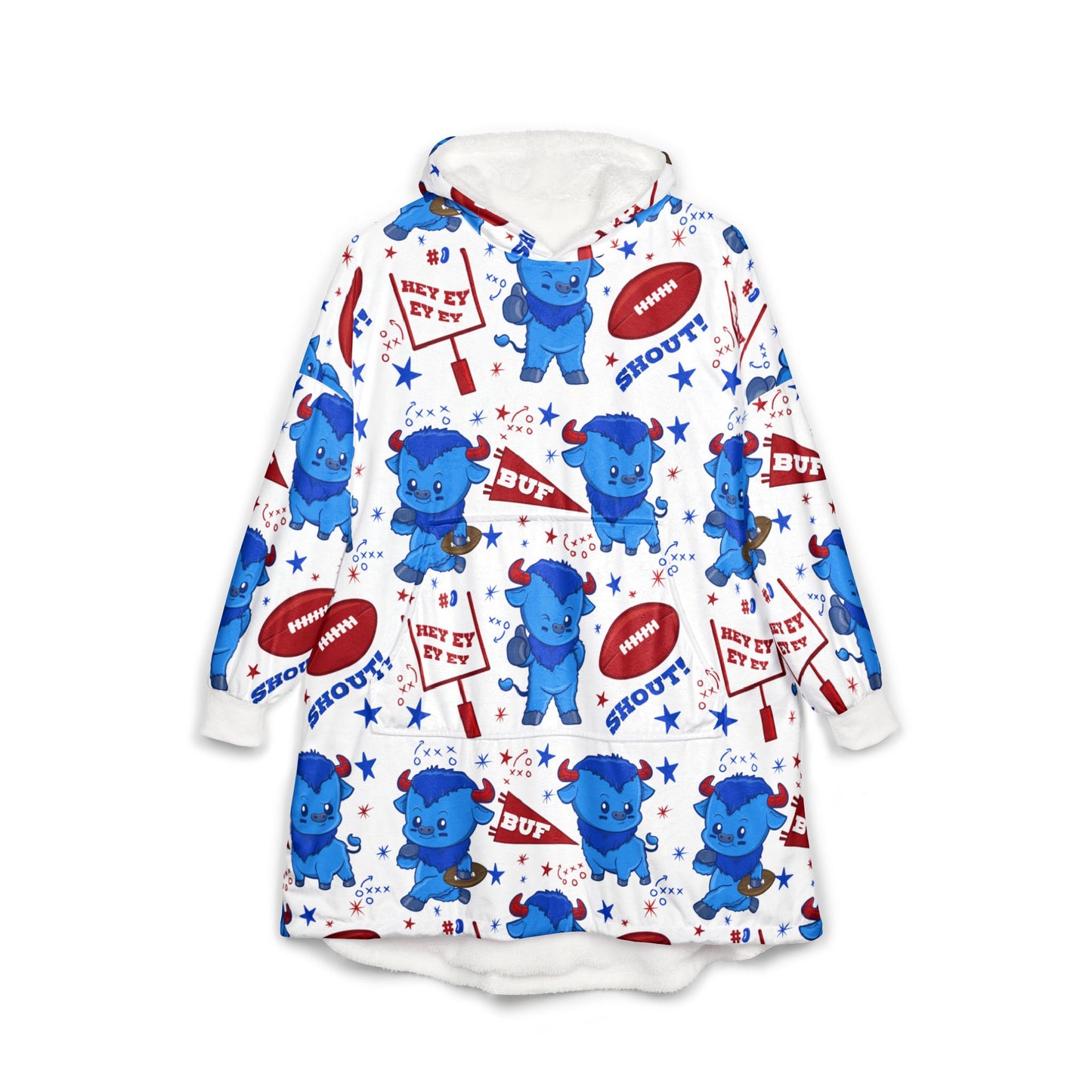 Think Fleece Lined Buffalo Hoodie Blanket