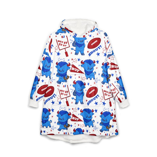 Think Fleece Lined Buffalo Hoodie Blanket