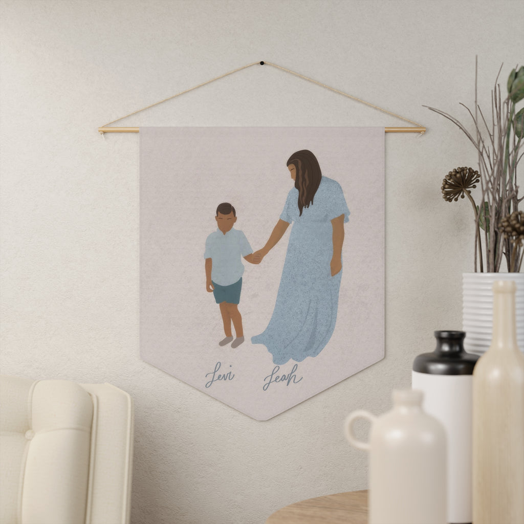 Wall hanging pennant with custom portrait