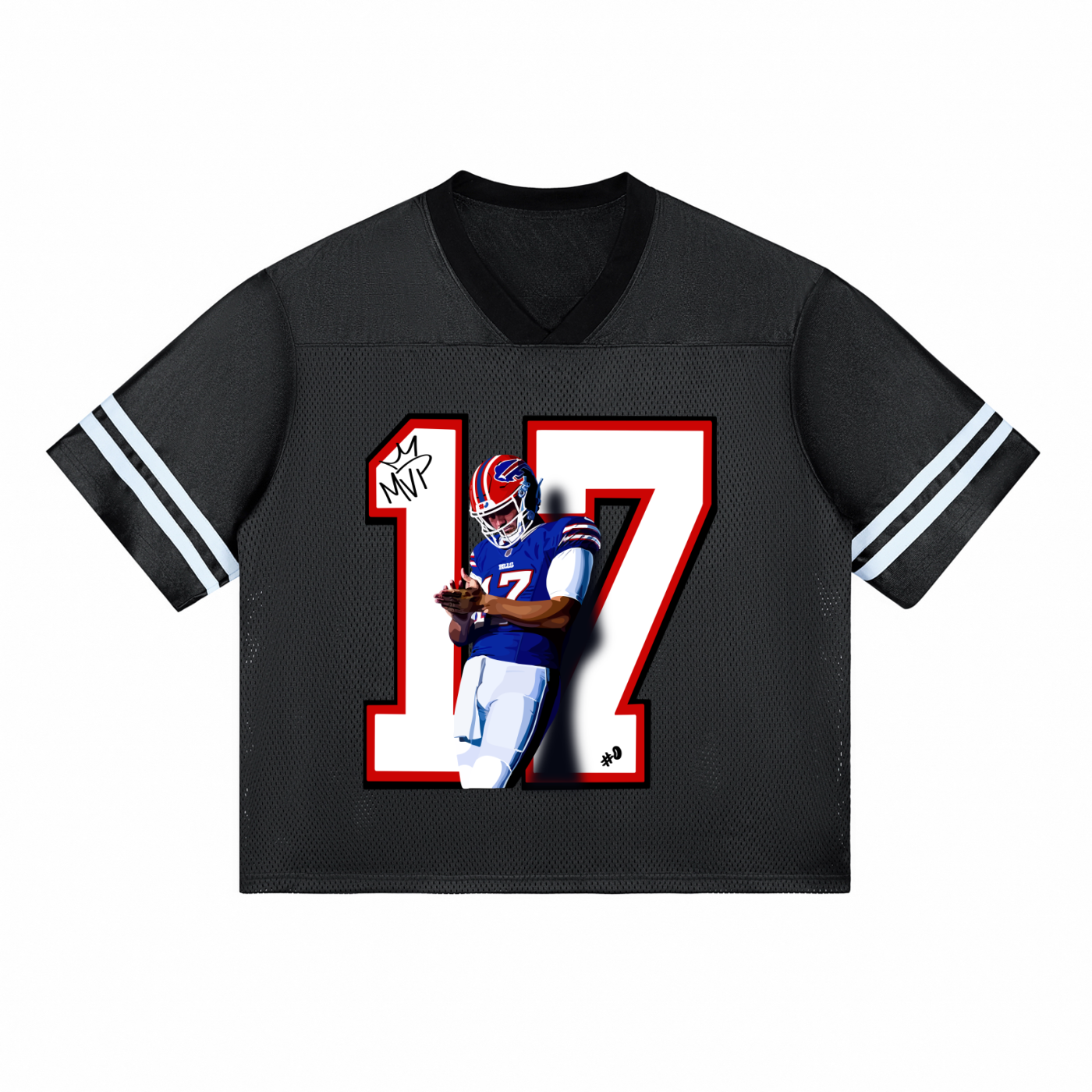 MVP Red Helmet Black Boxy Fit Football Jersey