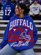 Buffalo Football Large Print Royal Hoodie