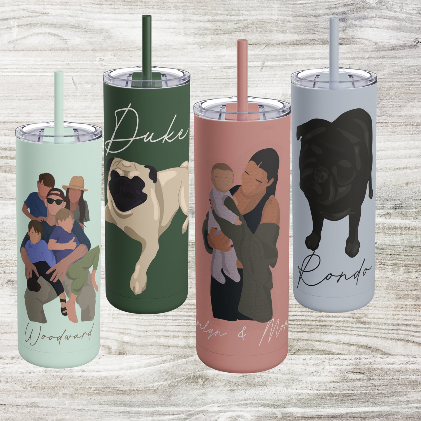 Skinny Matte Tumbler 20oz with custom portrait