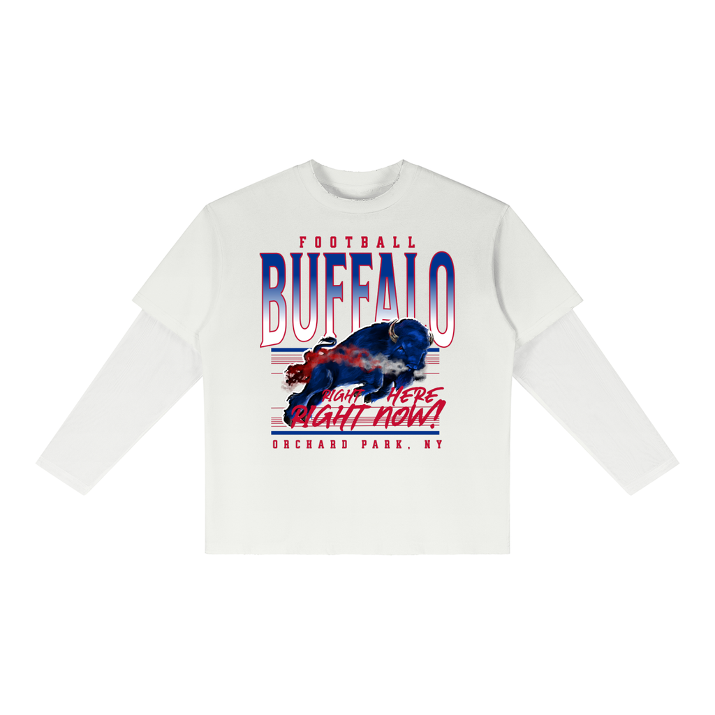 RIGHT HERE RIGHT NOW Buffalo Football Layered Shirt with Sheer Sleeves