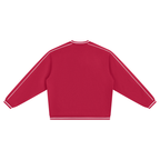 Retro V Neck Piped Buffalo Sweatshirt RED