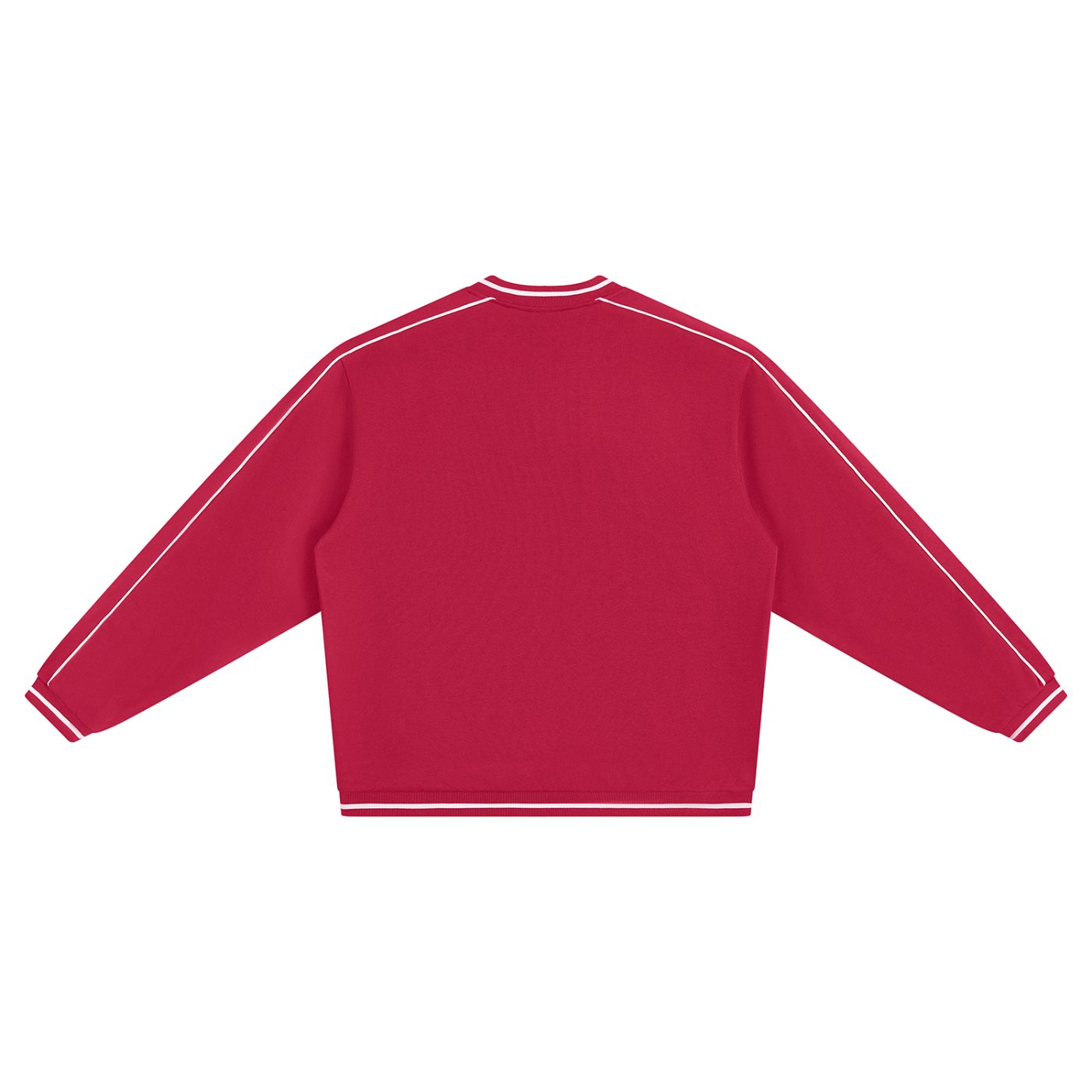 Retro V Neck Piped Buffalo Sweatshirt RED