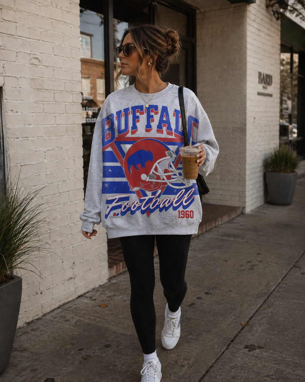 Large Print Vintage Buffalo Football Crewneck Sweatshirt