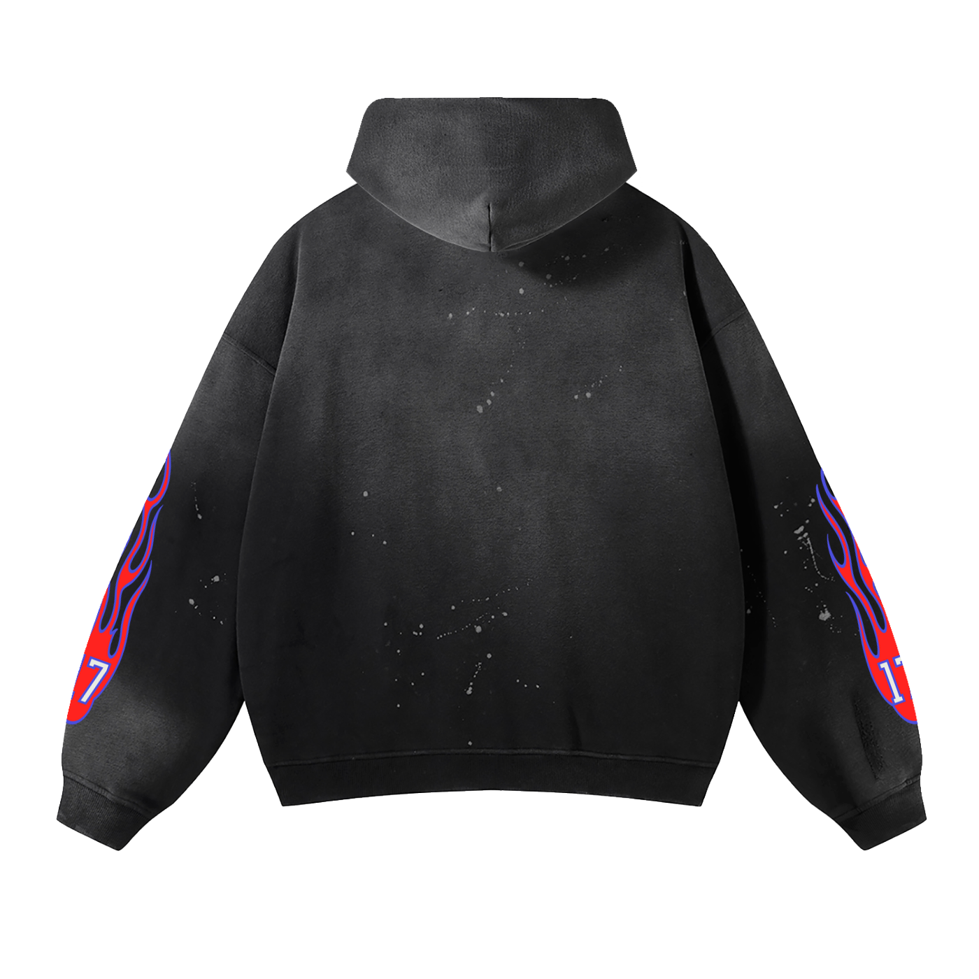 Buffalo Football Flames - Vintage Washed Frayed Fleece Hoodie