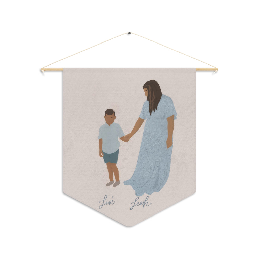 Wall hanging pennant with custom portrait