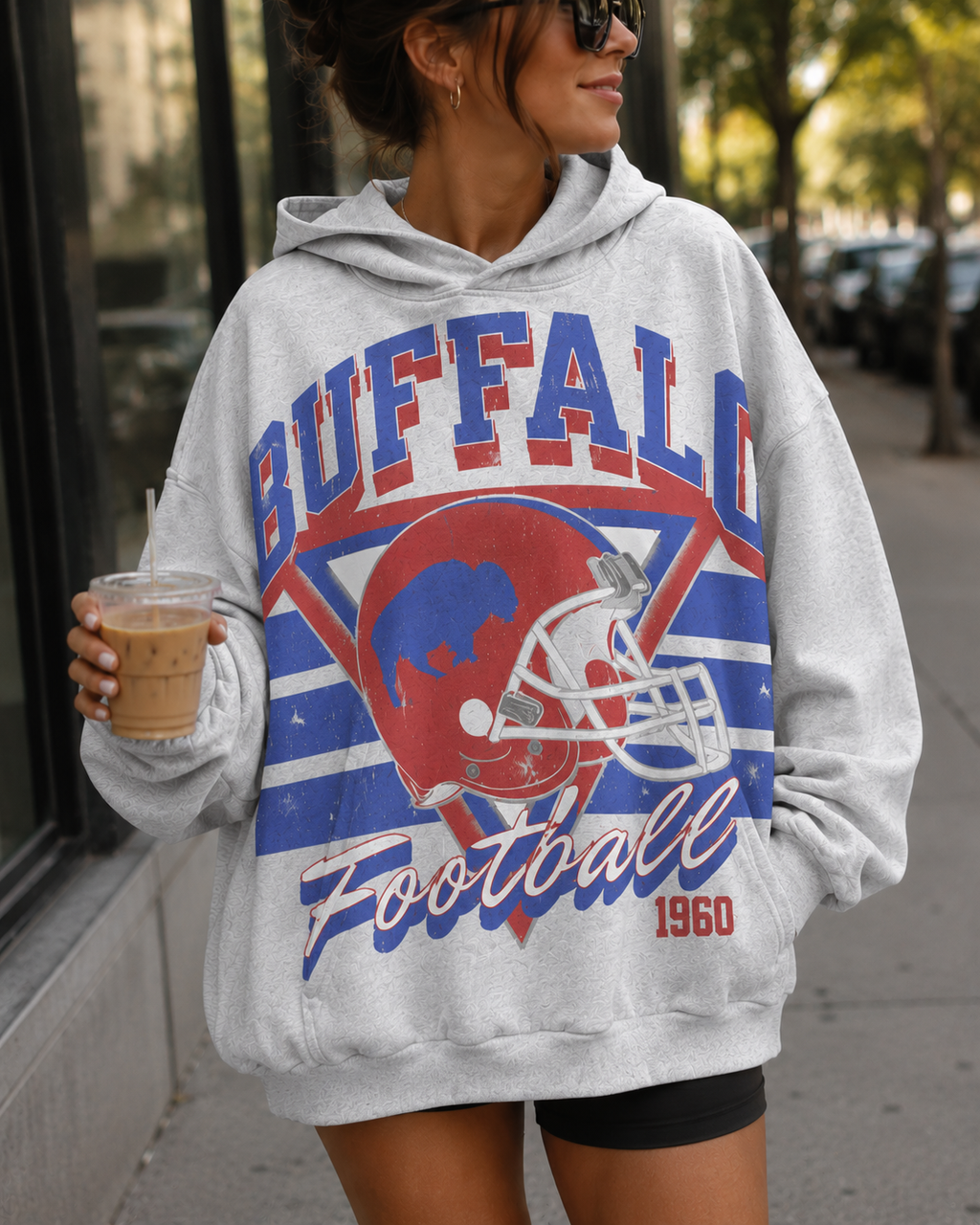 Buffalo Football Large print Vintage Hoodie