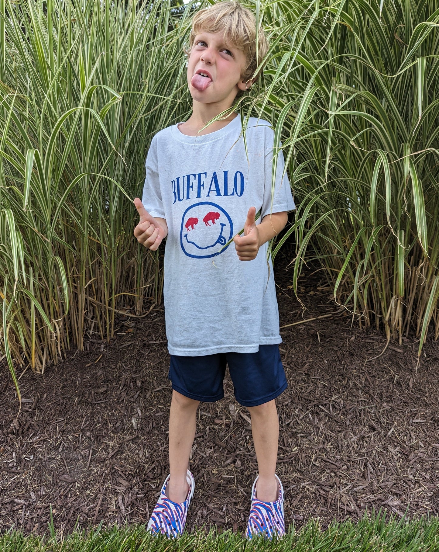 Kids Buffalo Football Smiley Shirt, Bills Band Tee