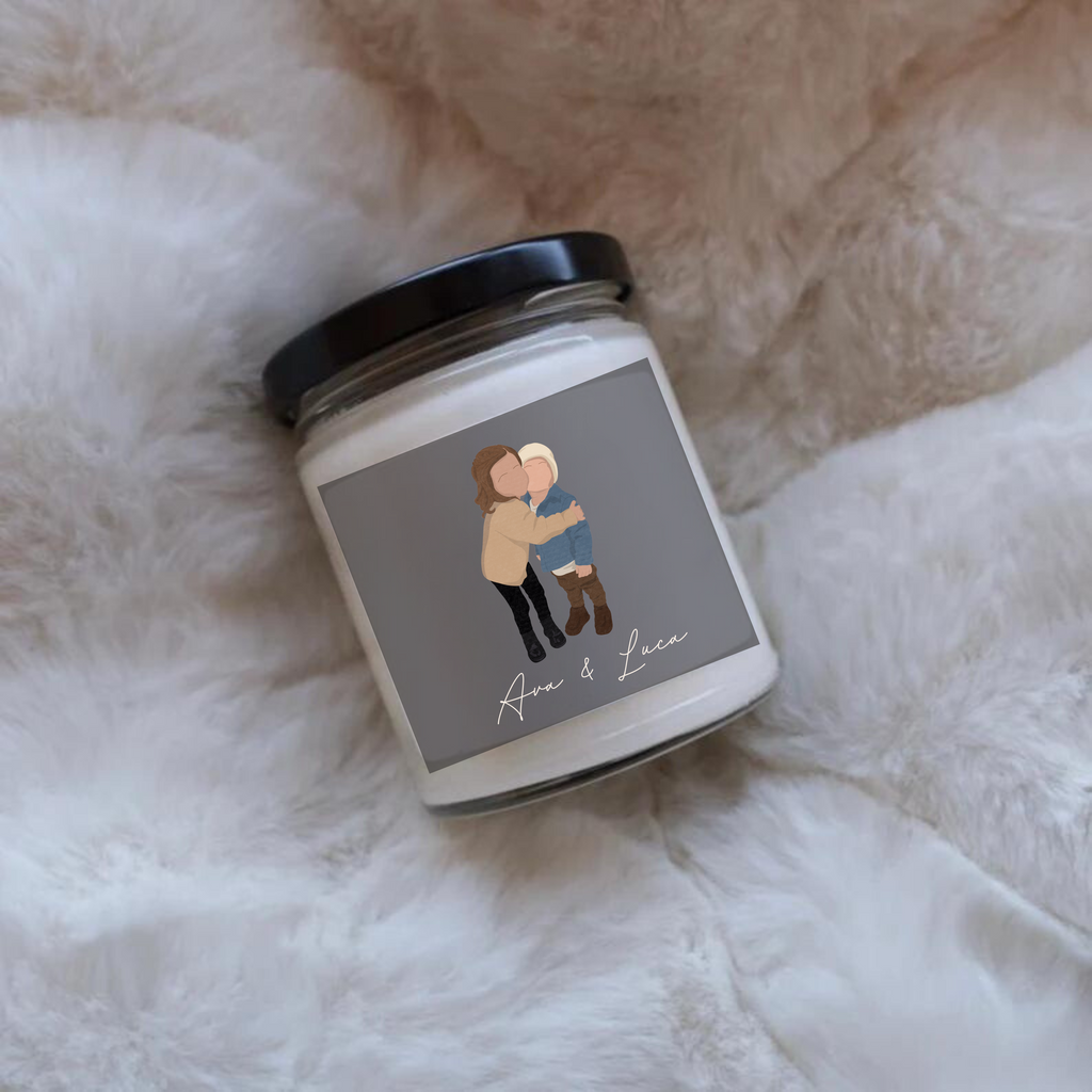Scented Soy Candle, 9oz with custom portrait