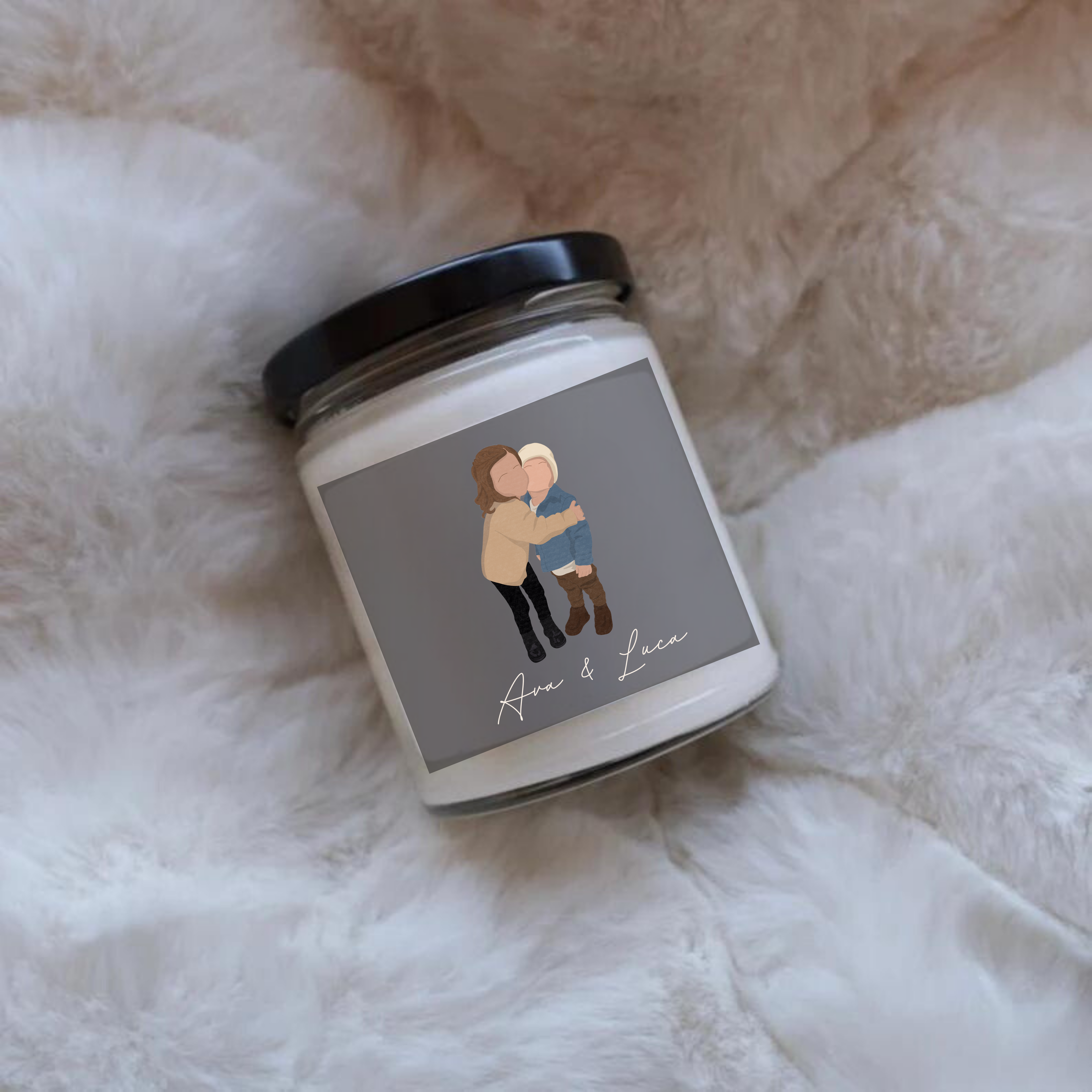 Scented Soy Candle, 9oz with custom portrait