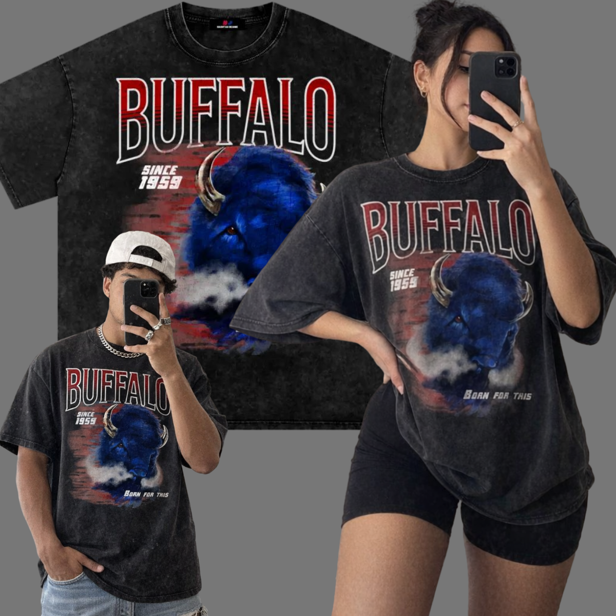 Buf Born For This Original Vintage Washed Oversized T-Shirt