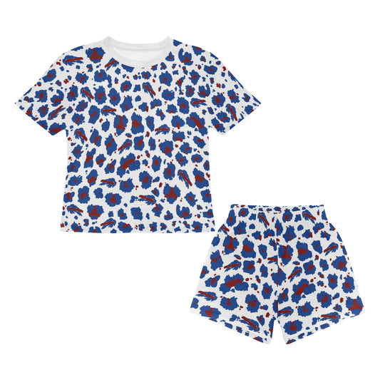 Tiny Tailgaters Summer Short Set Buffalo Leopard Pattern