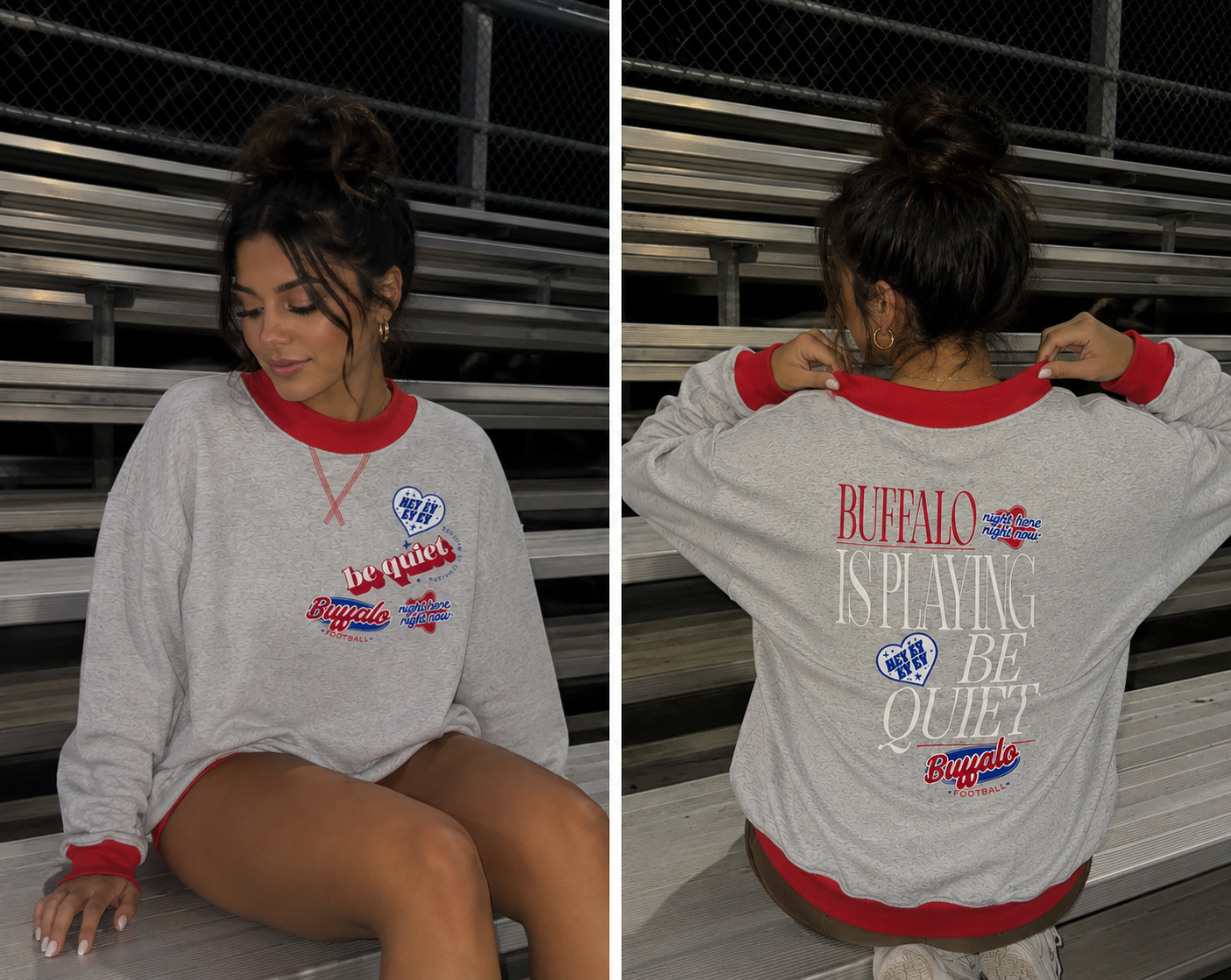 BE QUIET BUFFALO IS PLAYING Mock Neck Sweatshirt