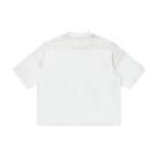 Unisex Lace Paneling V-Neck T-Shirt