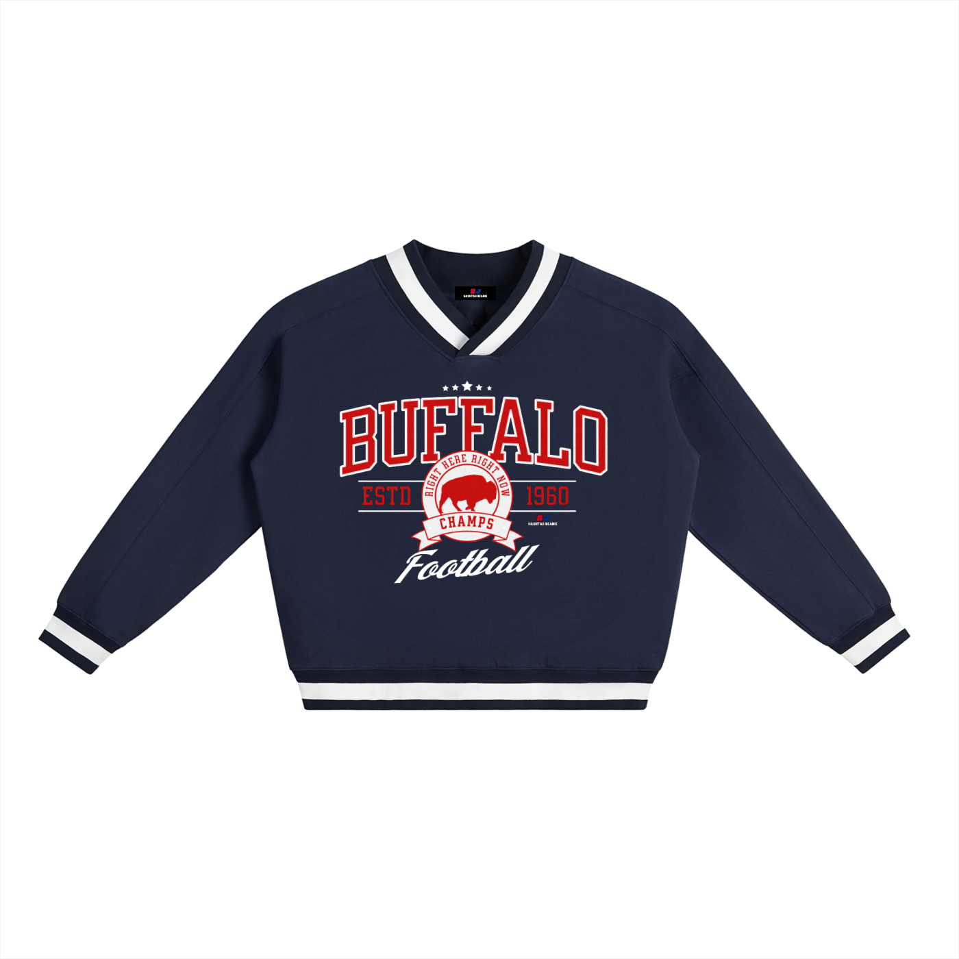 Preppy Buffalo Football V-Neck Sweatshirt