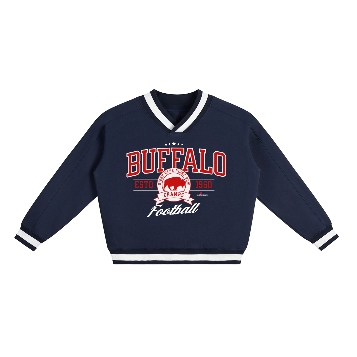 Preppy Buffalo Football V-Neck Sweatshirt