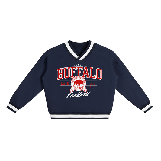 Preppy Buffalo Football V-Neck Sweatshirt