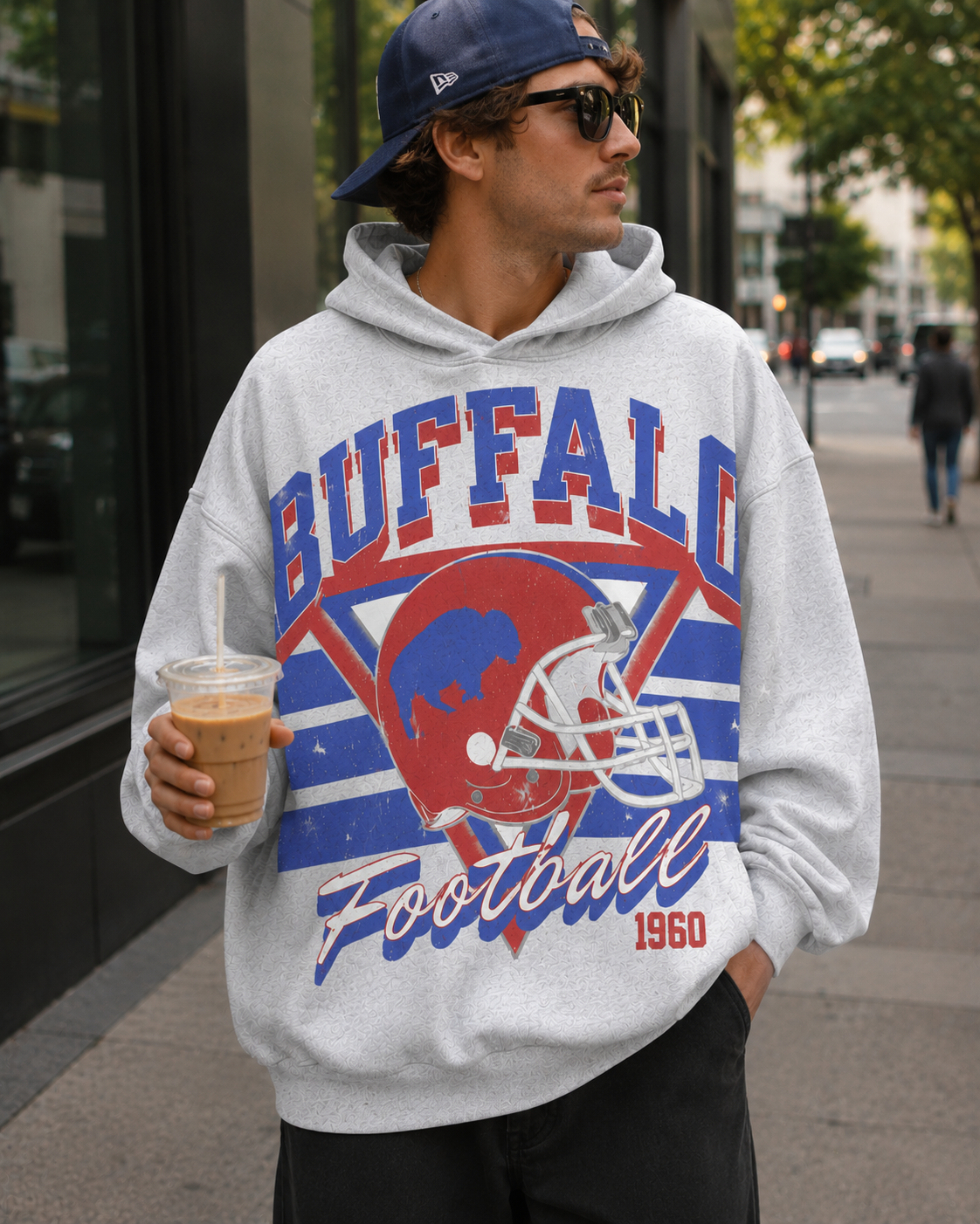 Buffalo Football Large print Vintage Hoodie