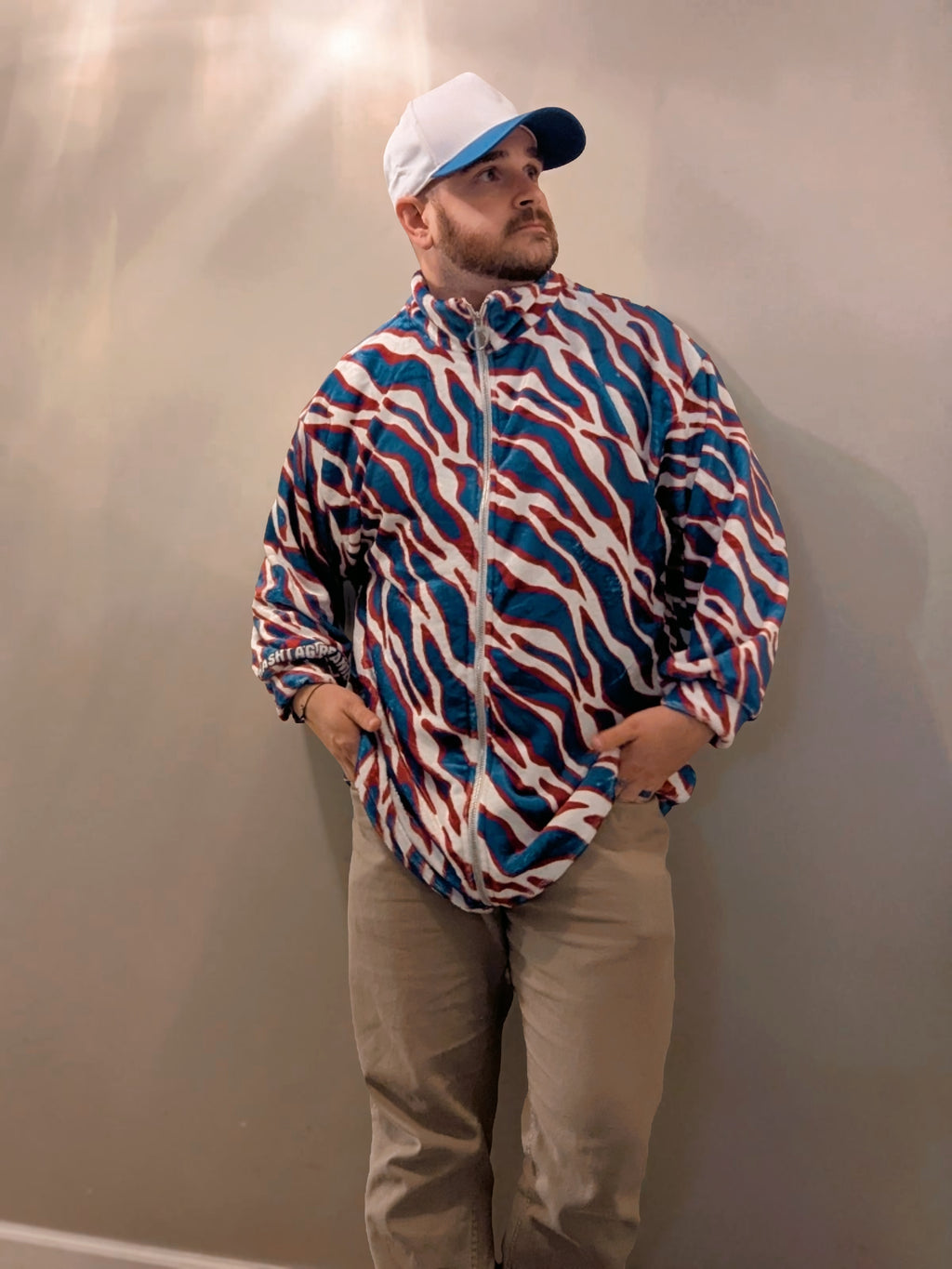 Hashtag Zebra Print Fuzzy Fleece Zip-Up